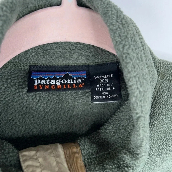 Vintage Patagonia Windzone Jacket Green Synchilla Ruffle Zip Front Fleece USA XS - Picture 9 of 13